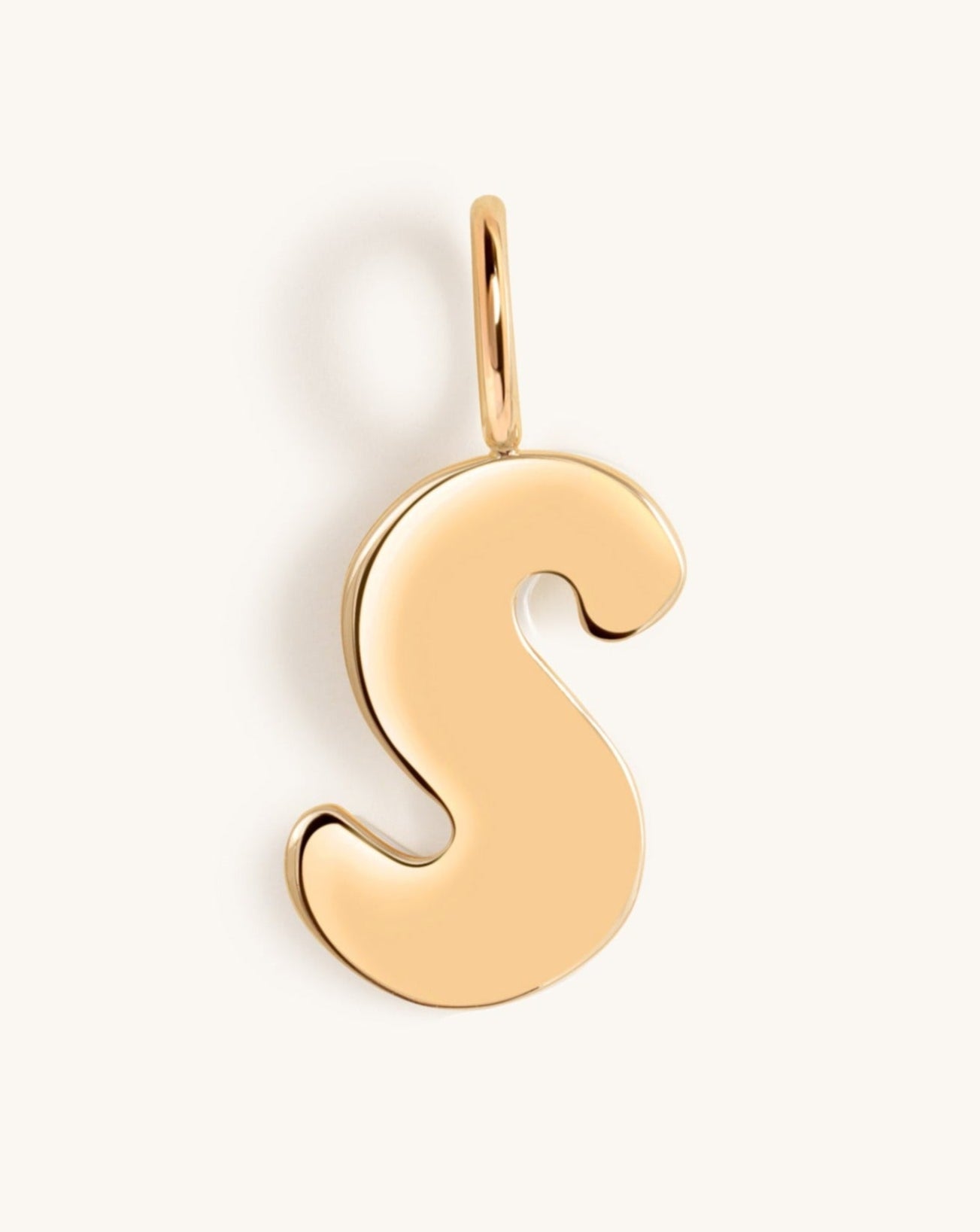 Solid Gold Bubble Font Necklace Charm - Sparkle Society