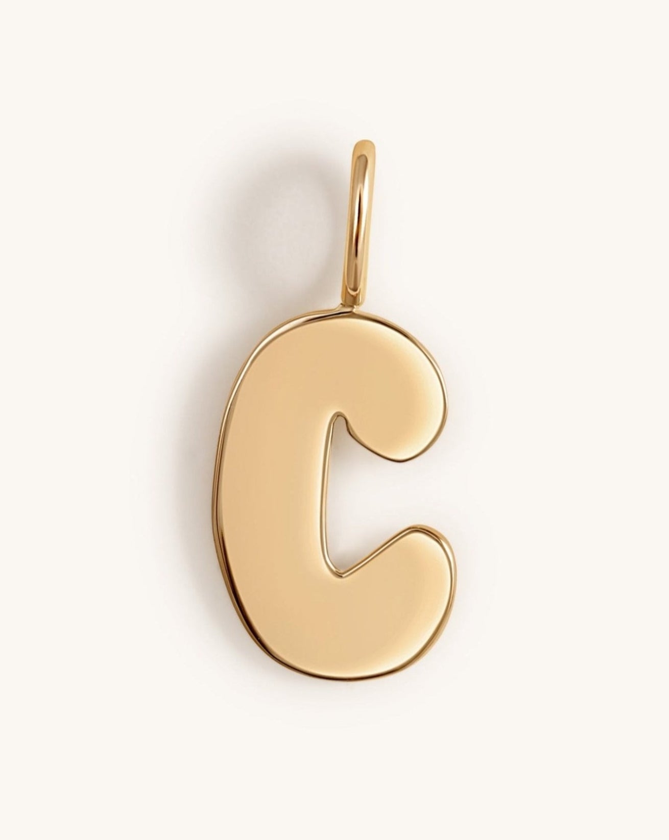 Solid Gold Bubble Font Necklace Charm - Sparkle Society