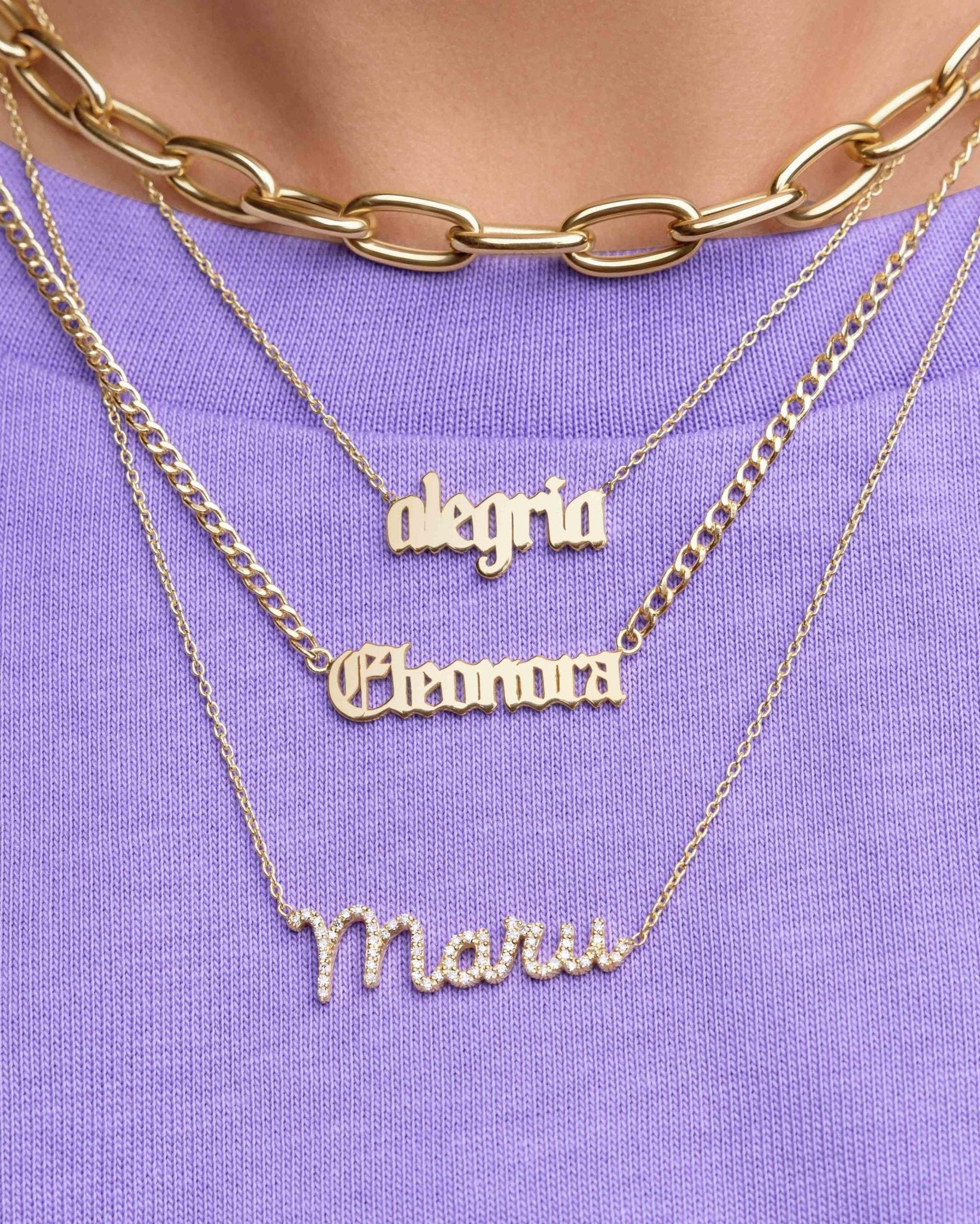 Solid Gold Custom Necklace - Sparkle Society