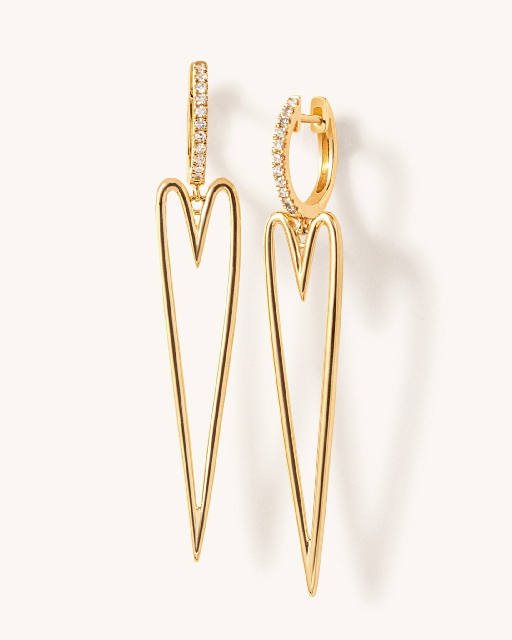 Solid Gold Elongated Heart Huggies - Sparkle Society