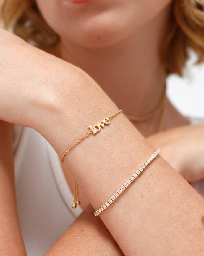 Solid Gold Love Bolo Bracelet - Sparkle Society
