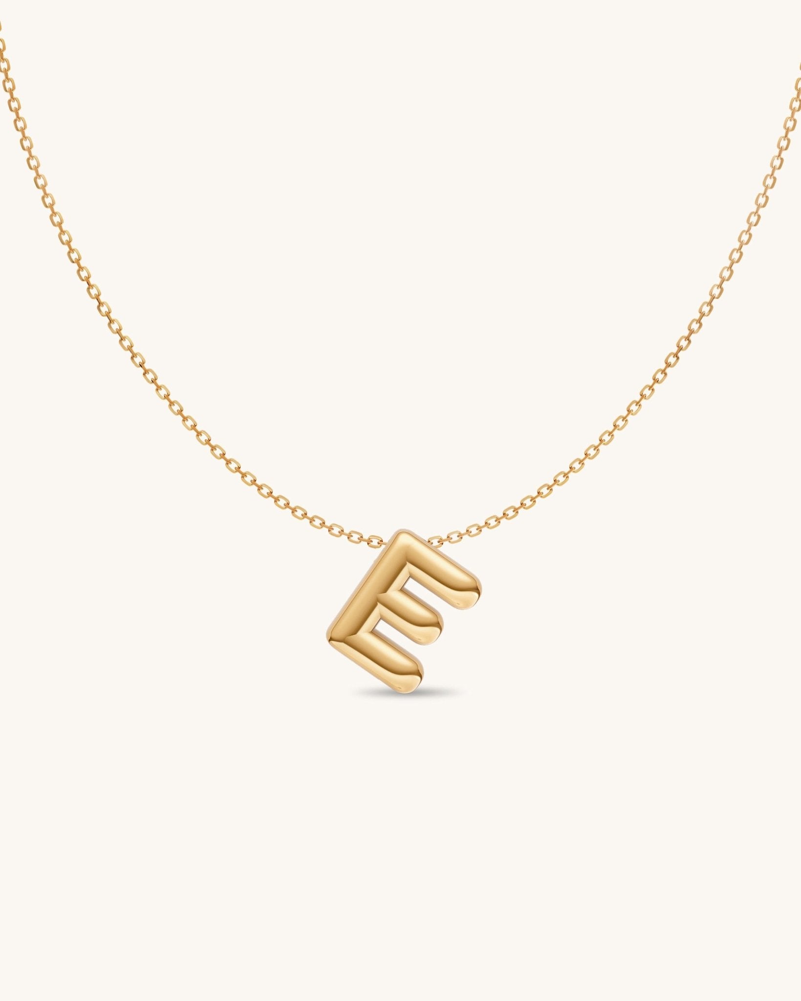 Solid Gold Puffed Initial Necklace - Sparkle Society