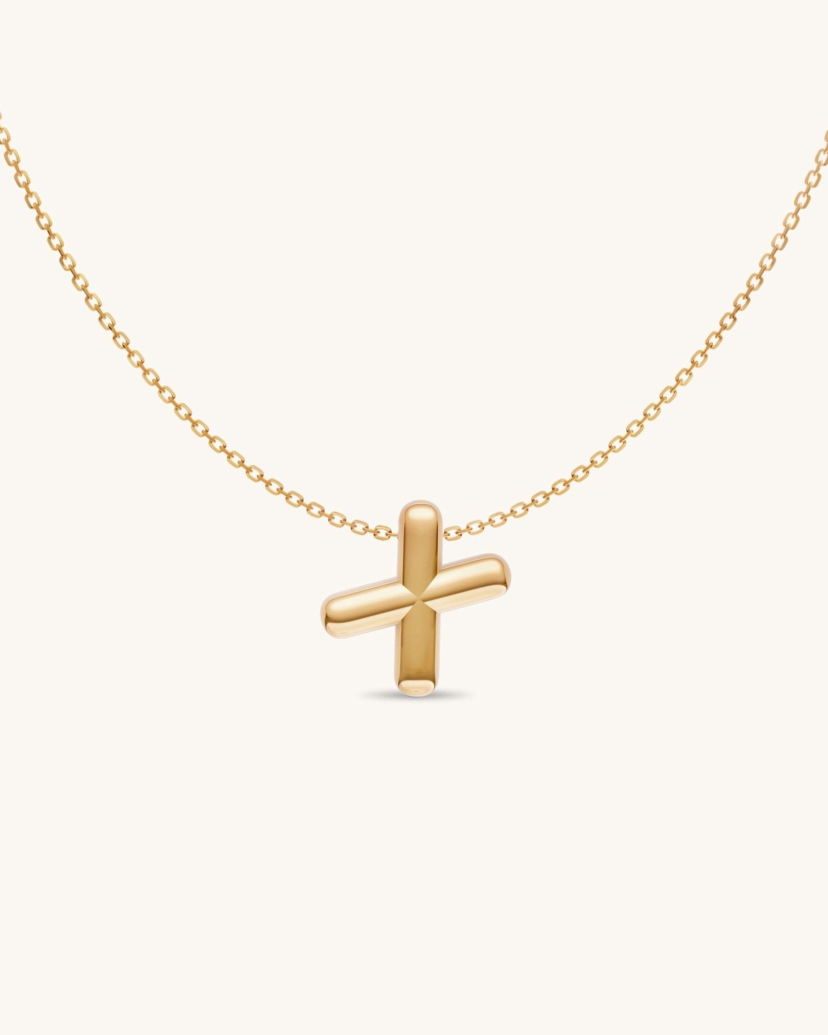 Solid Gold Puffed Initial Necklace - Sparkle Society