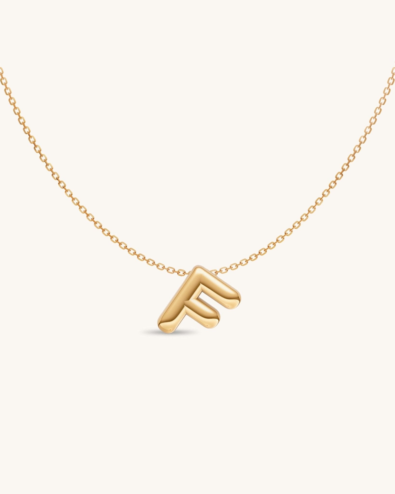 Solid Gold Puffed Initial Necklace - Sparkle Society