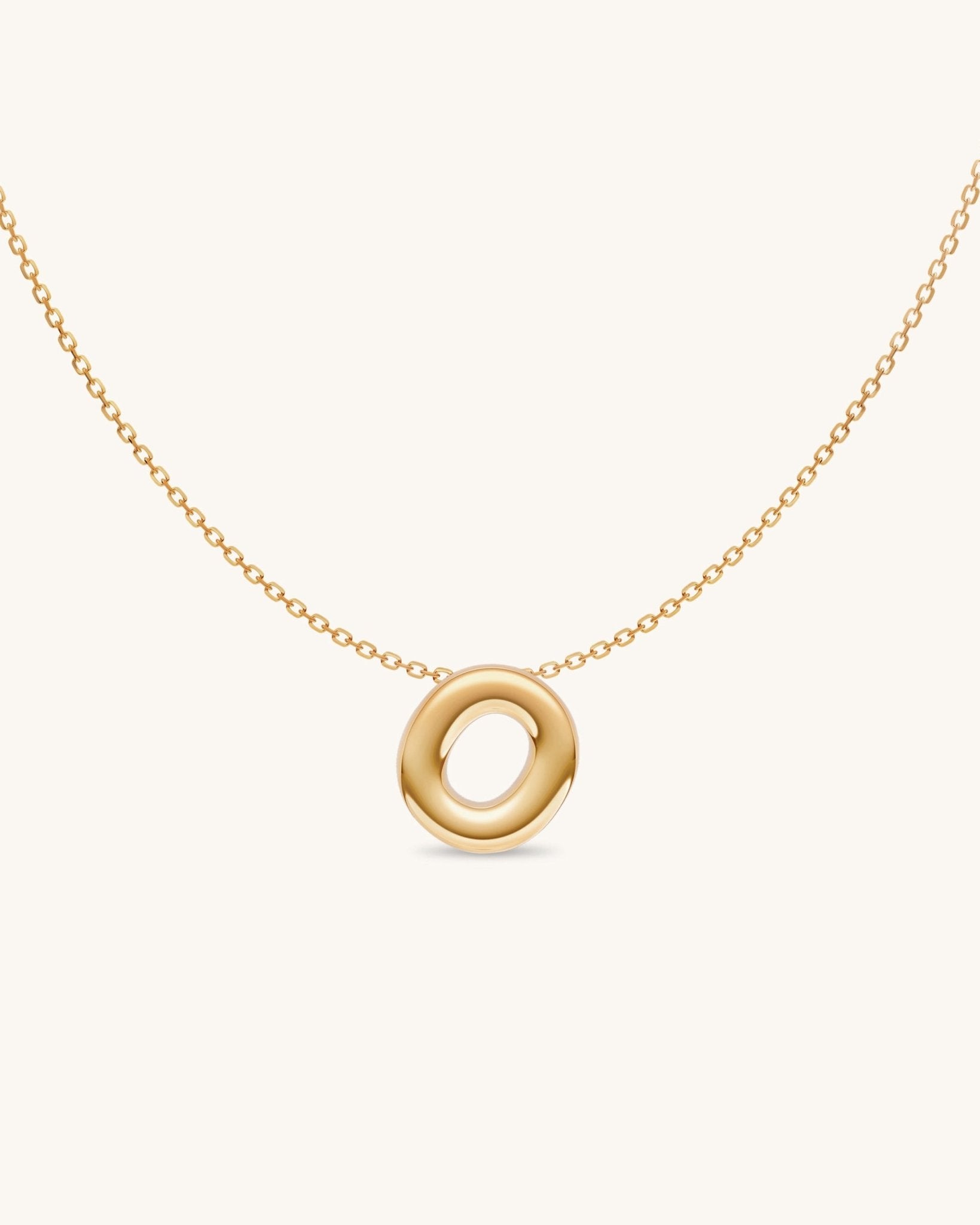 Solid Gold Puffed Initial Necklace - Sparkle Society