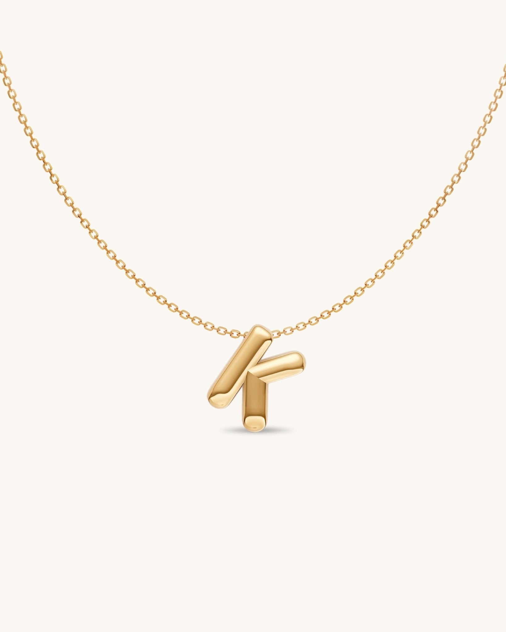 Solid Gold Puffed Initial Necklace - Sparkle Society