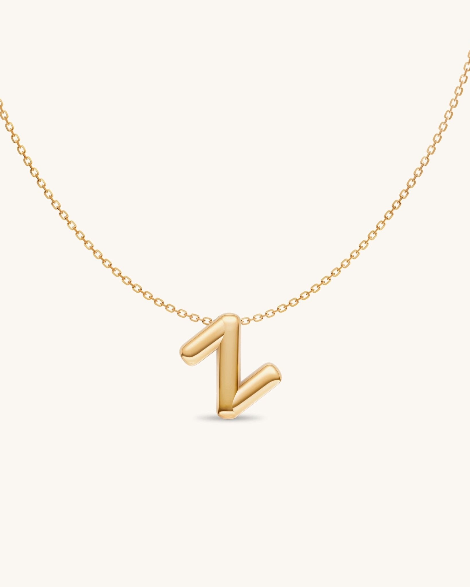 Solid Gold Puffed Initial Necklace - Sparkle Society