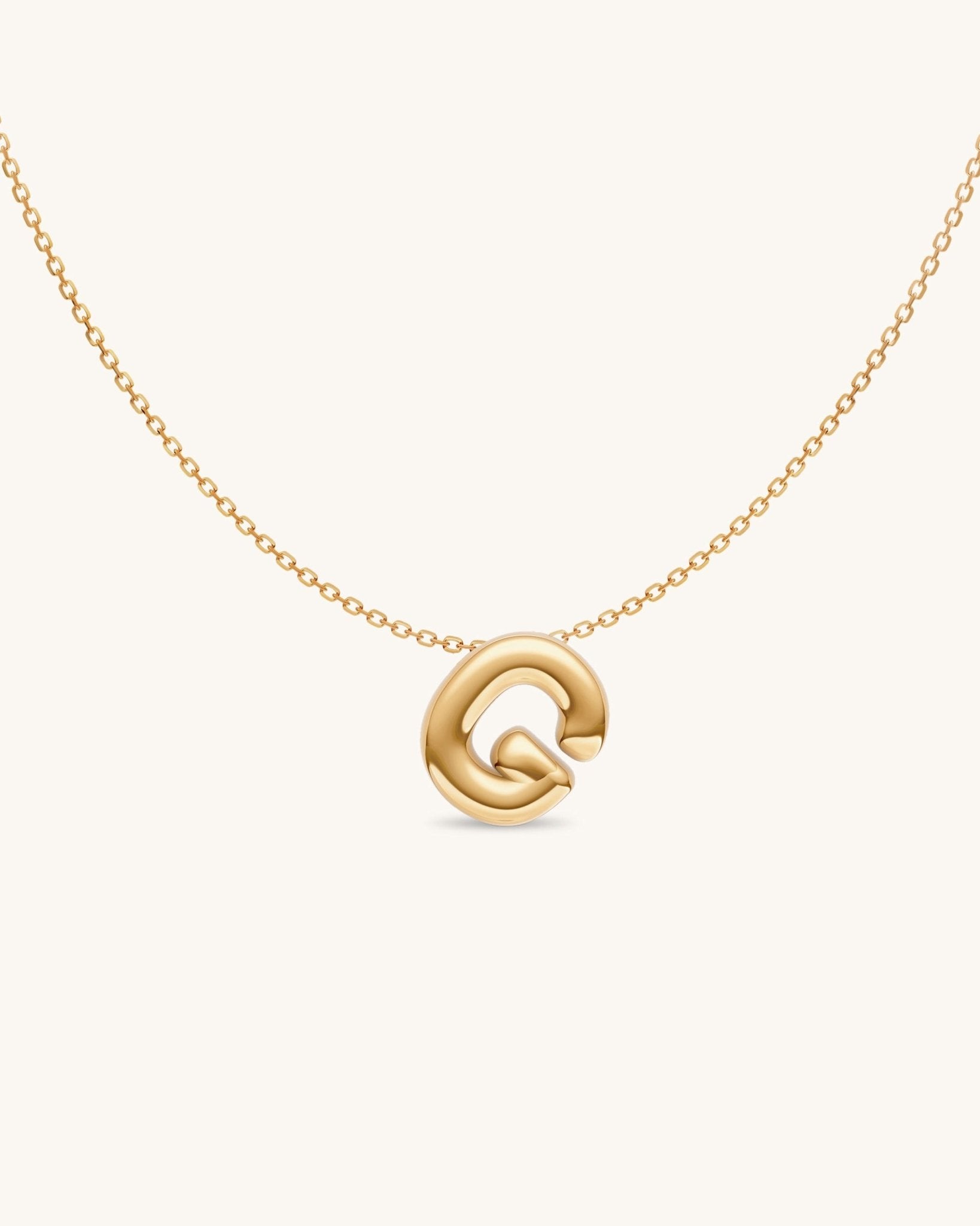 Solid Gold Puffed Initial Necklace - Sparkle Society
