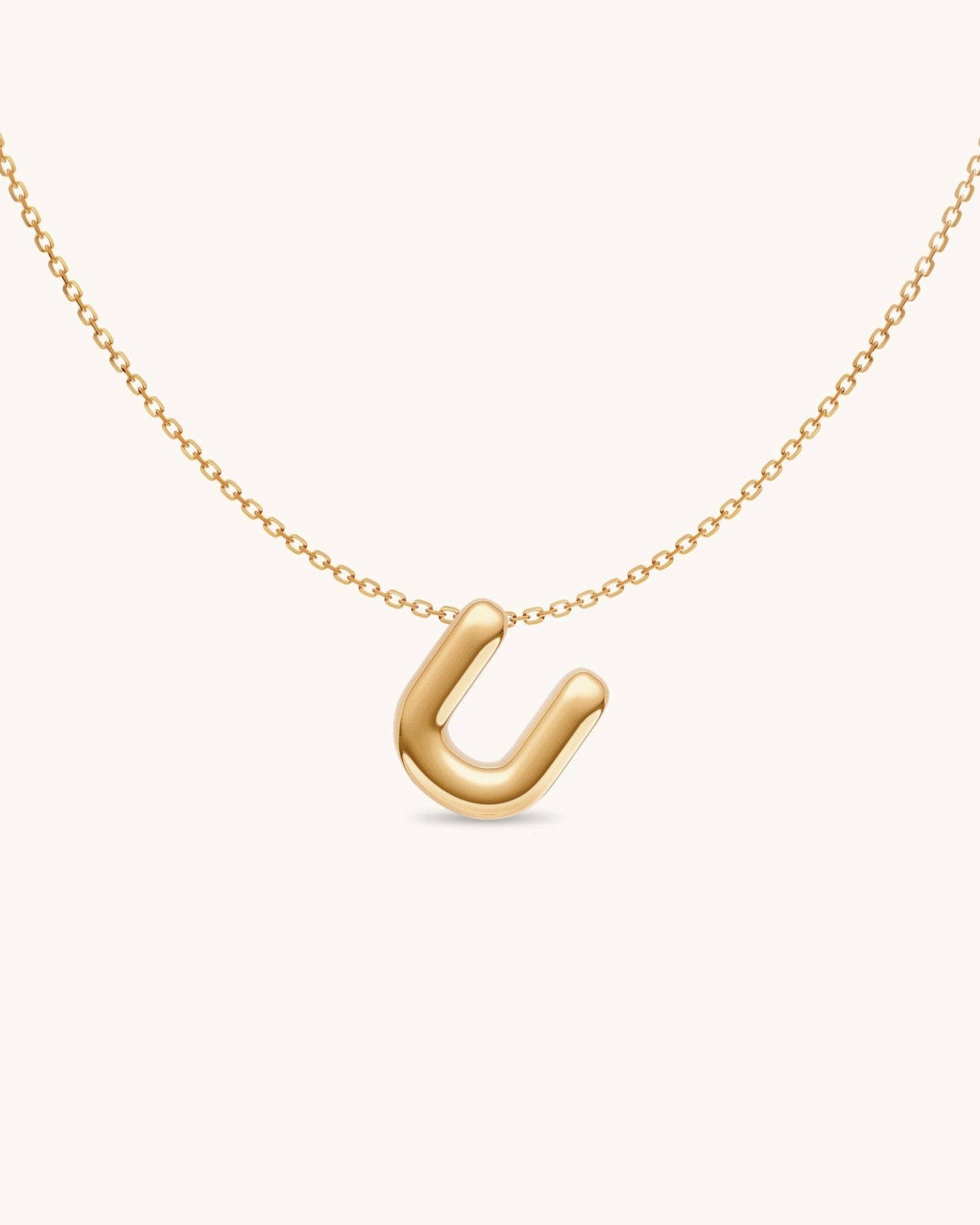 Solid Gold Puffed Initial Necklace - Sparkle Society