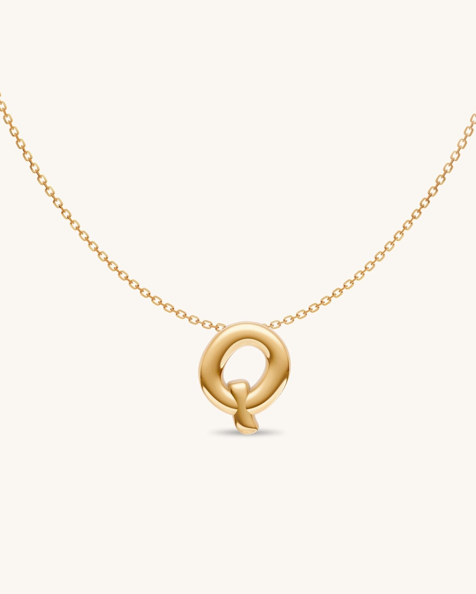 Solid Gold Puffed Initial Necklace - Sparkle Society