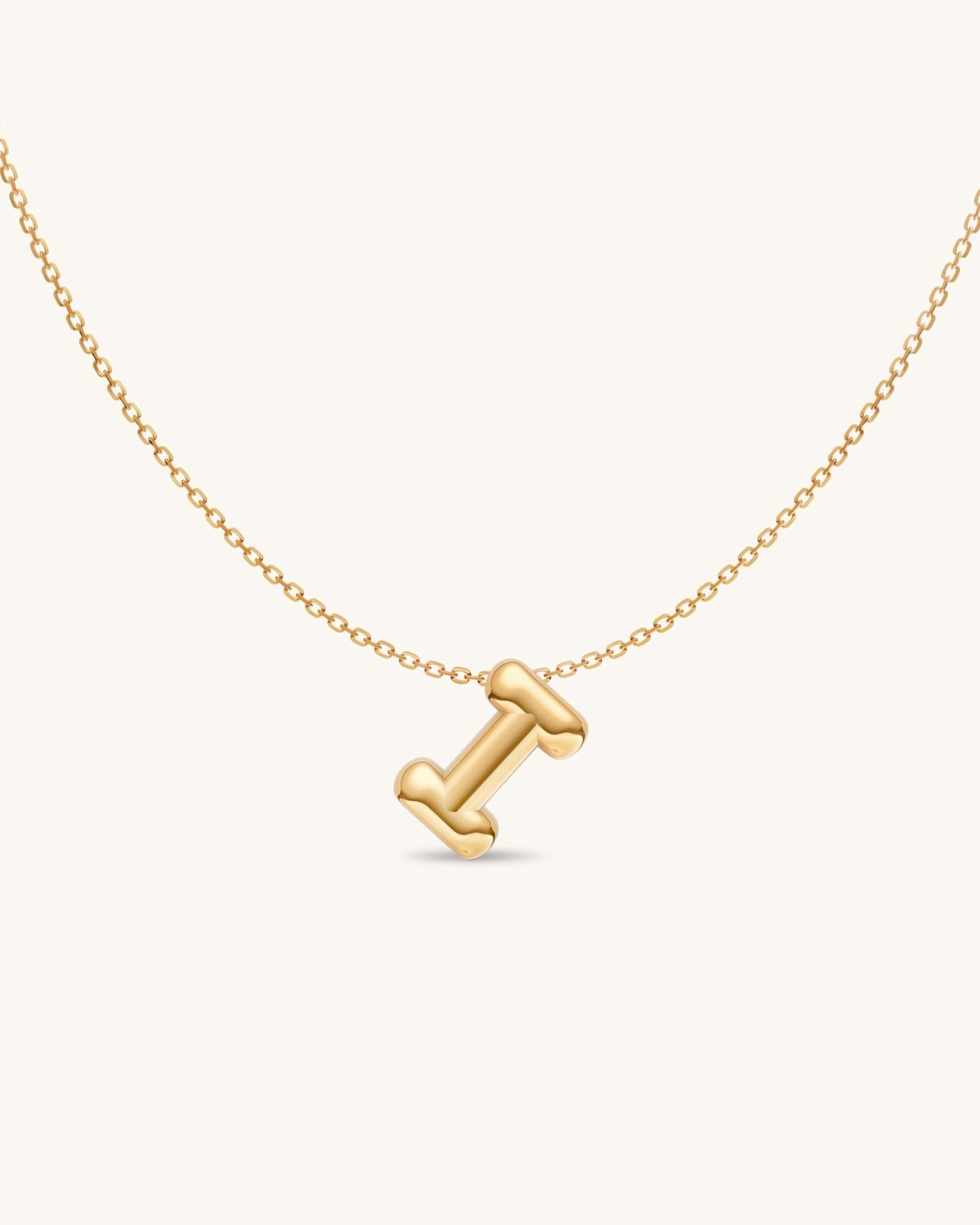 Solid Gold Puffed Initial Necklace - Sparkle Society