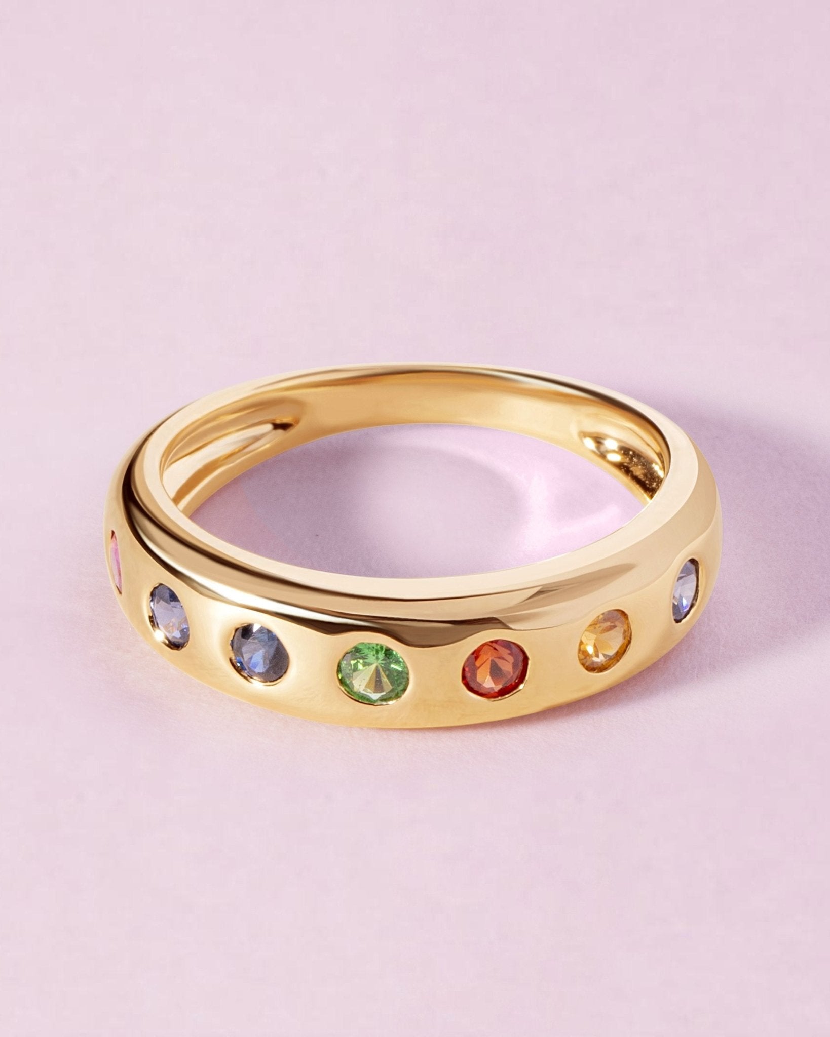 Solid Gold Rainbow Inlay Ring - Sparkle Society