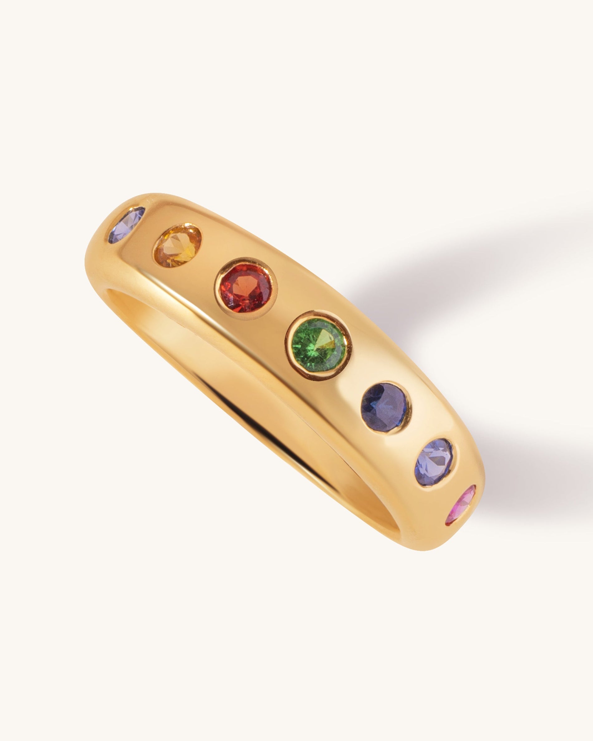 Solid Gold Rainbow Inlay Ring - Sparkle Society