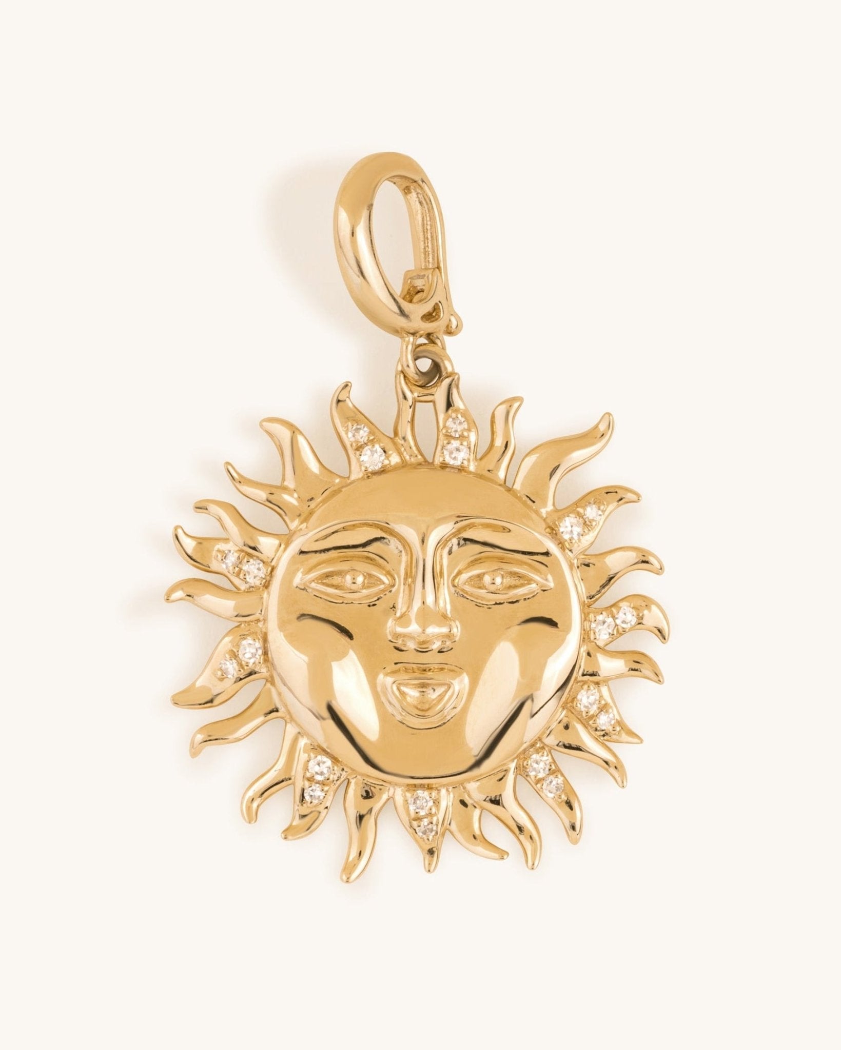 Solid Gold Sun Clip On Charm - Sparkle Society