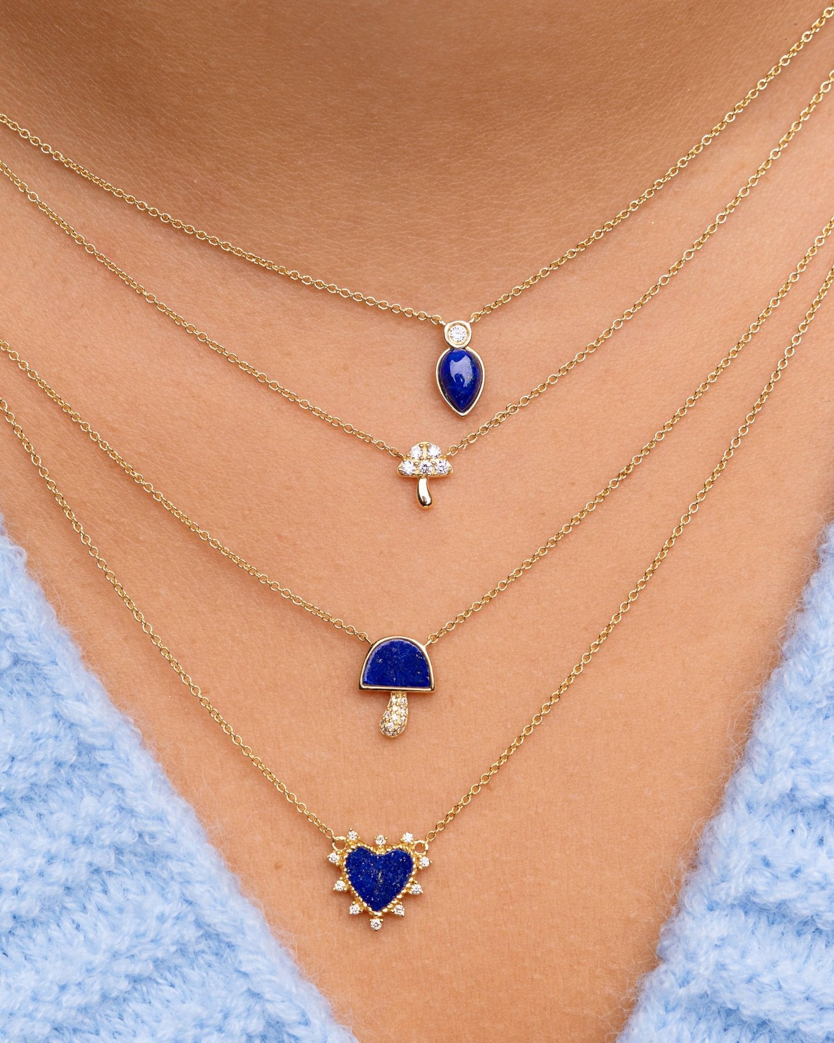 Tiny Diamond Mushroom Necklace - Sparkle Society