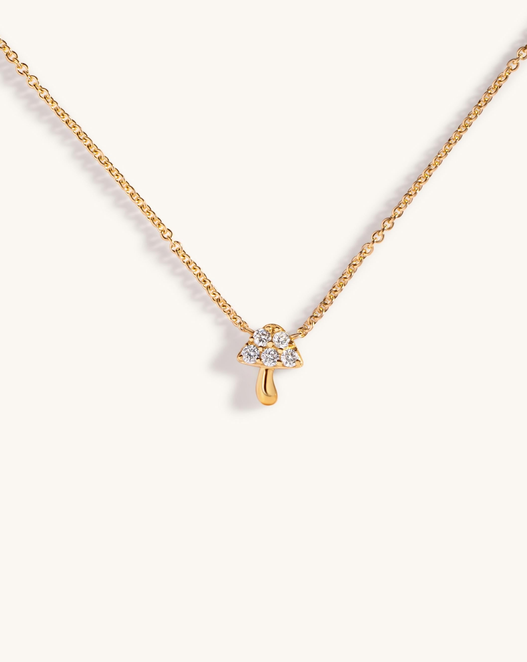 Tiny Diamond Mushroom Necklace - Sparkle Society