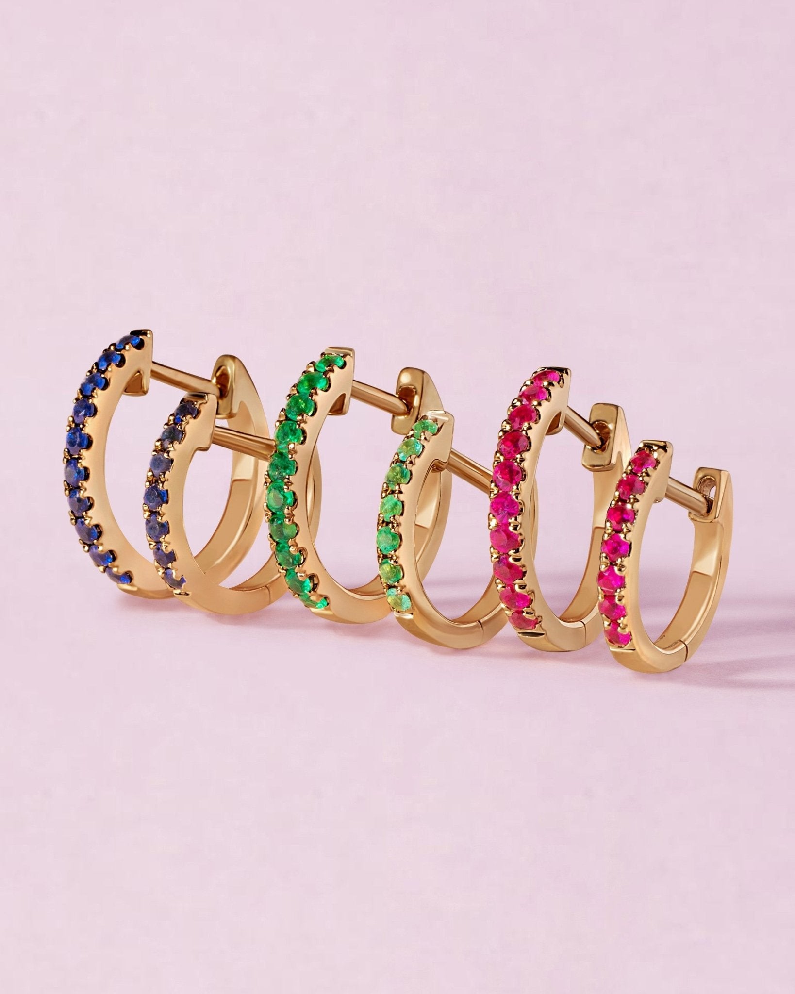 Tiny Single Row Gemstone Huggies - Sparkle Society
