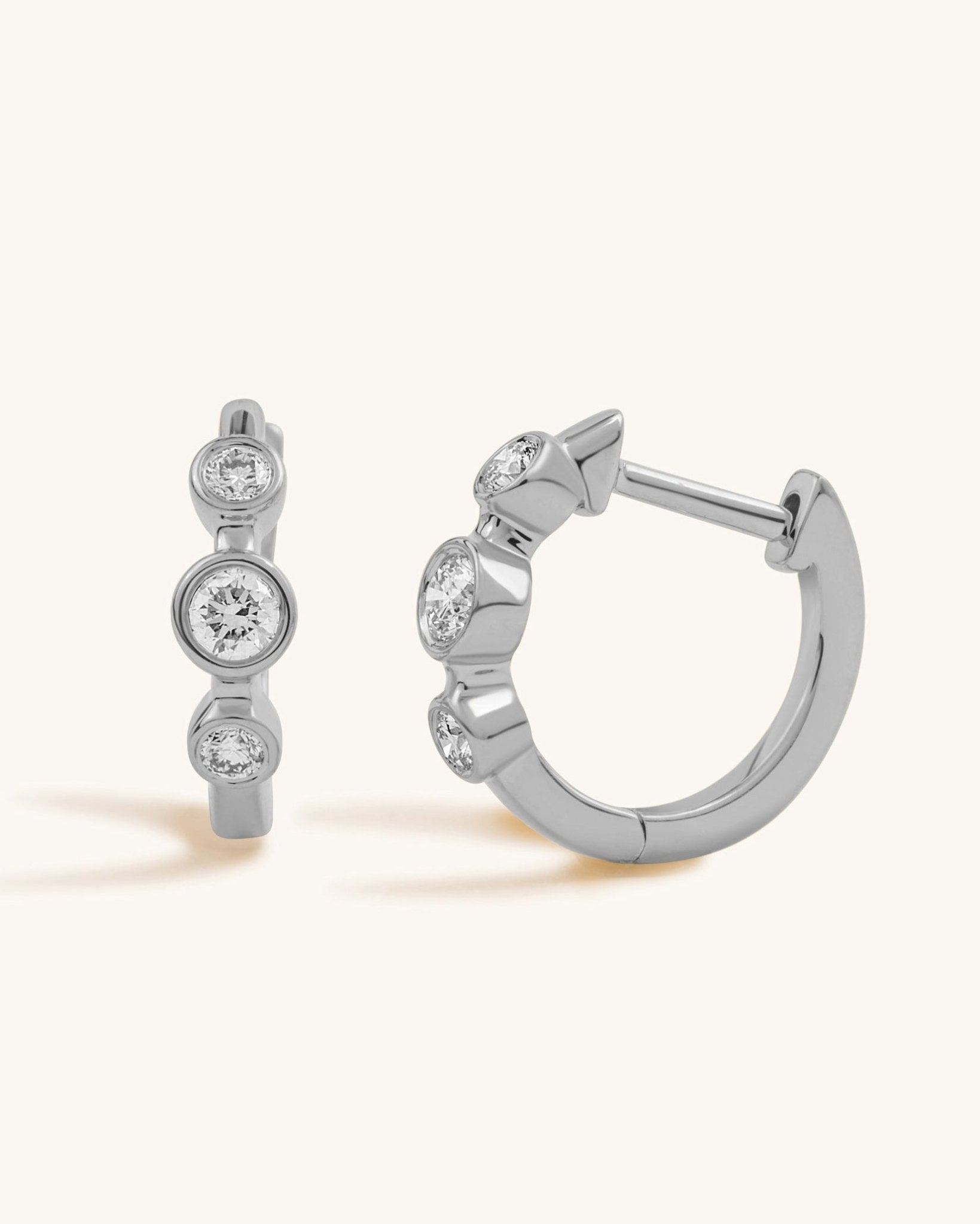 Triple Diamond Bezel Huggies - Sparkle Society