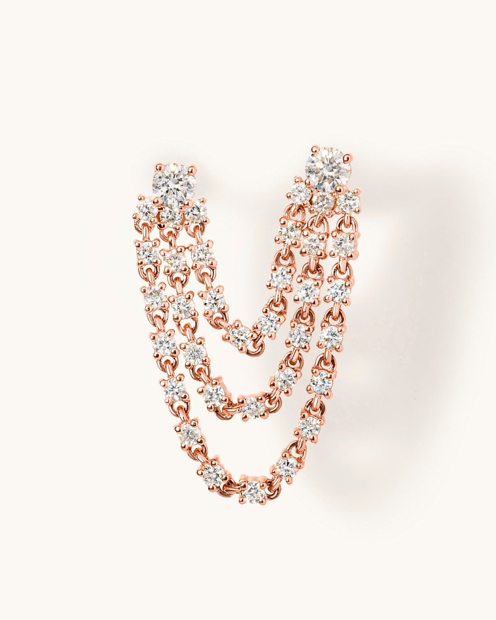 Triple Diamond Chain Drop Earrings - Sparkle Society
