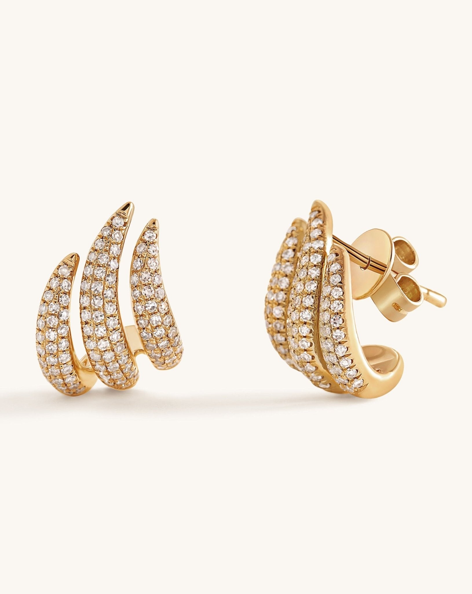 Triple Diamond Wavy Caged Studs - Sparkle Society