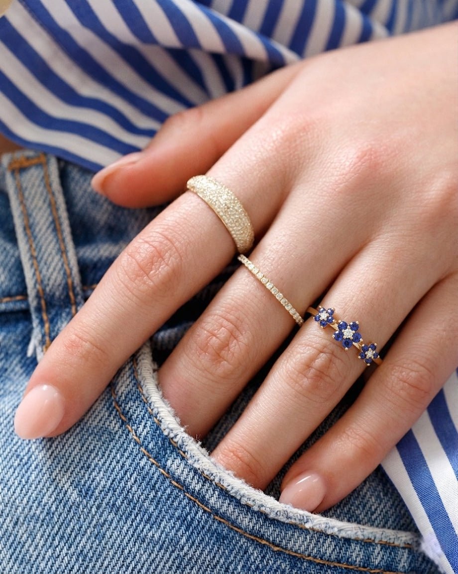 Triple Gemstone Flower Ring - Sparkle Society