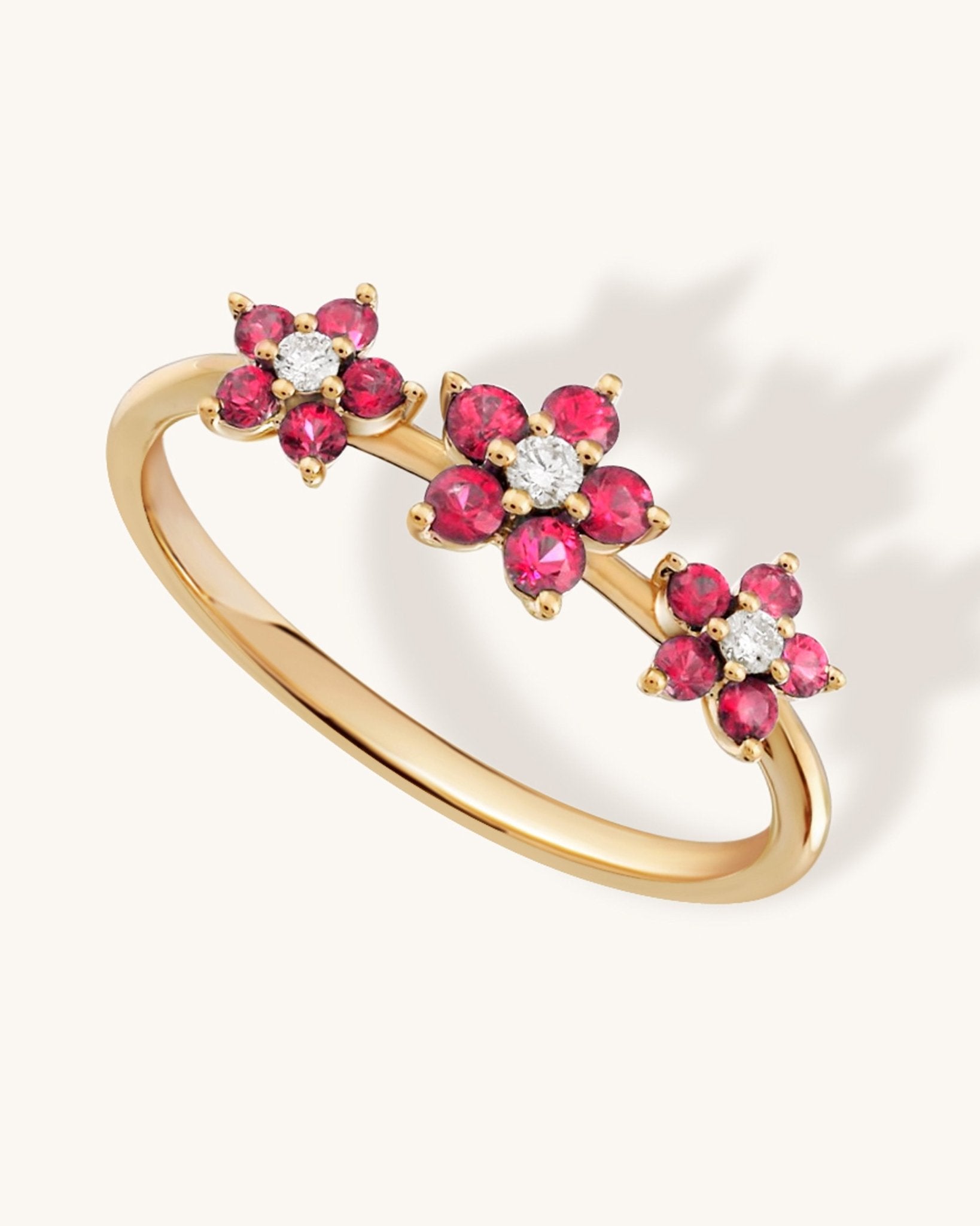 Triple Gemstone Flower Ring - Sparkle Society