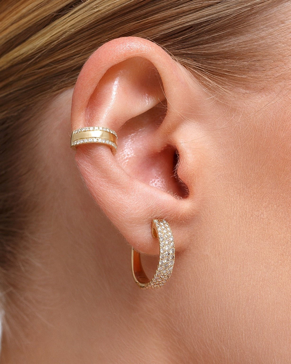 Triple Row Diamond Hoops - Sparkle Society