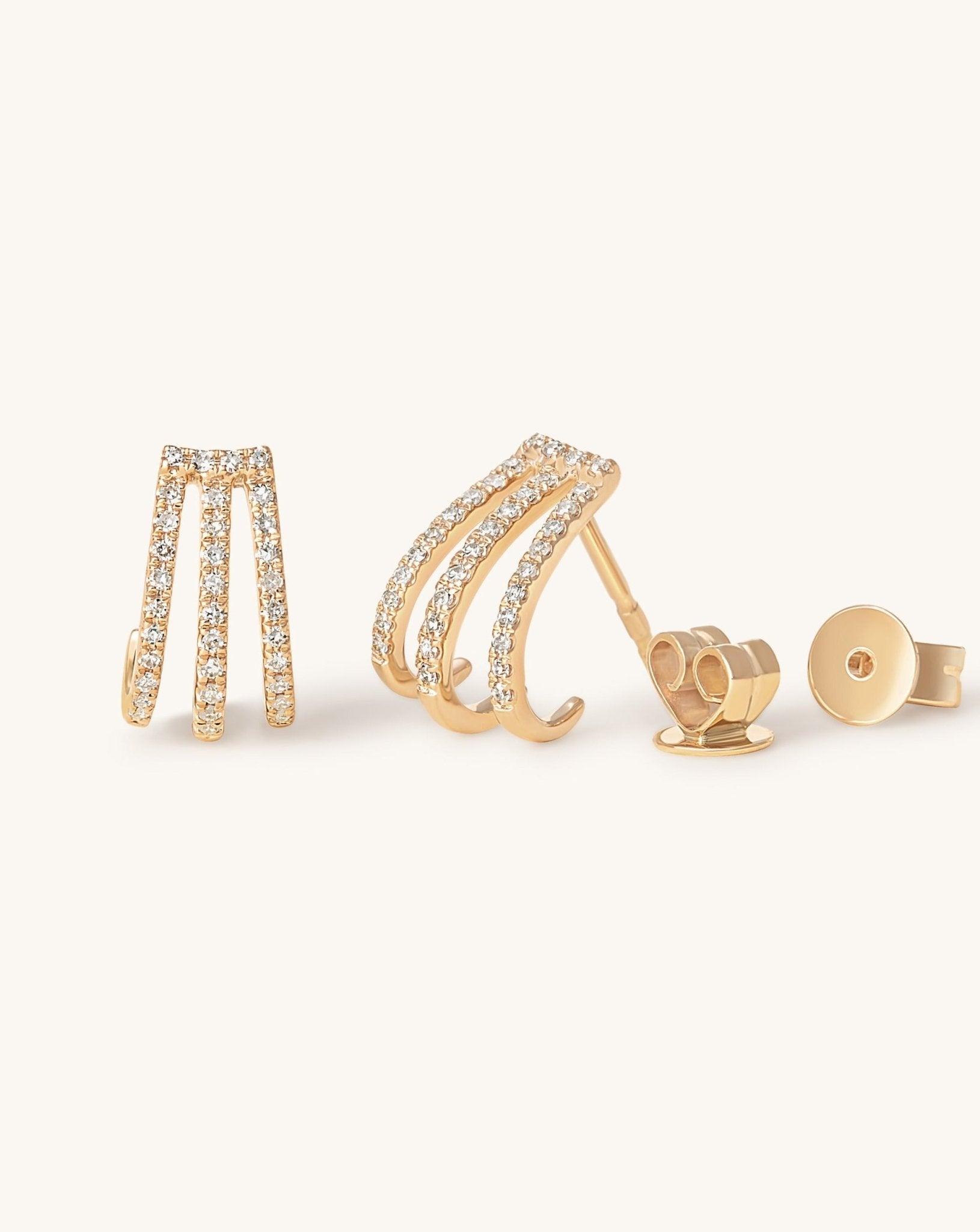 Triple Row Pave Diamond Caged Studs - Sparkle Society