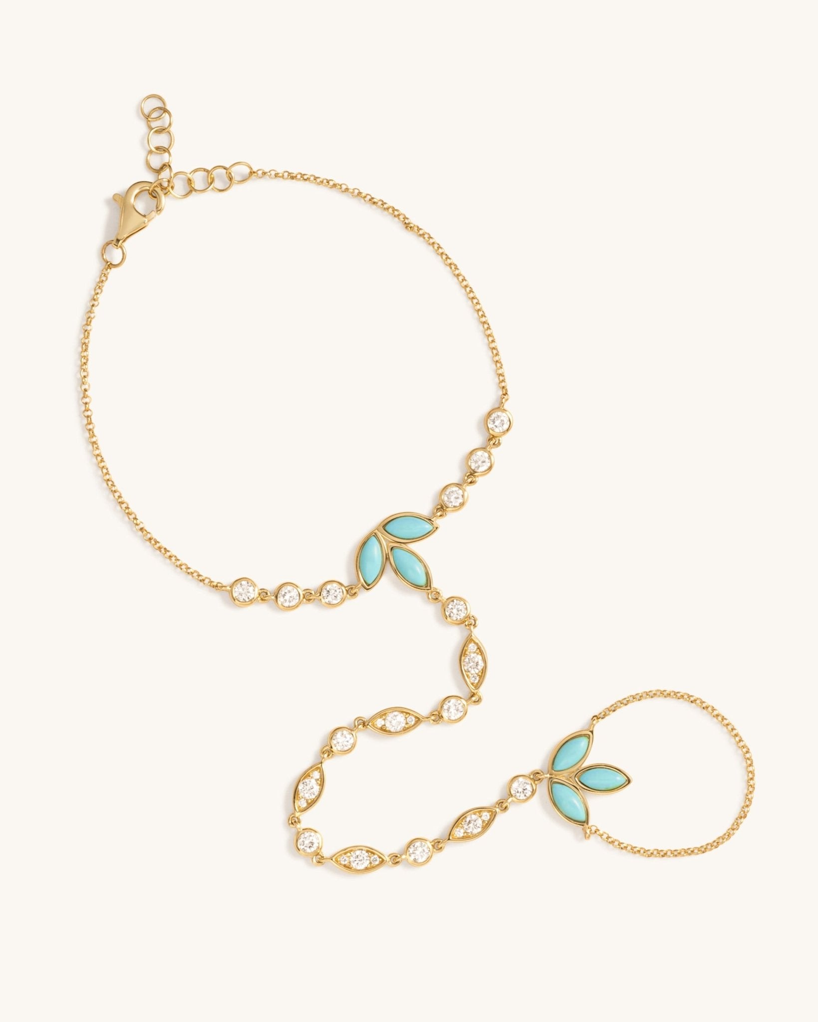 Turquoise and Diamond Hand Chain - Sparkle Society