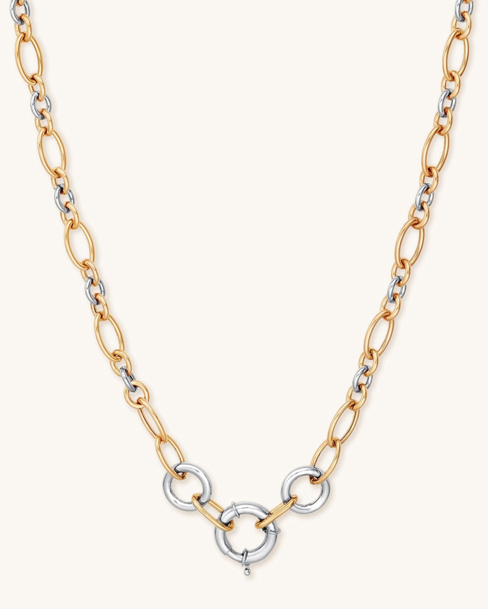 Two Tone Alternate Oval Link Necklace - Sparkle Society