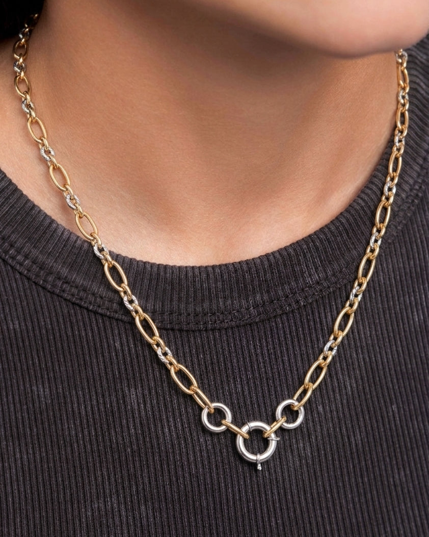 Two Tone Alternate Oval Link Necklace - Sparkle Society