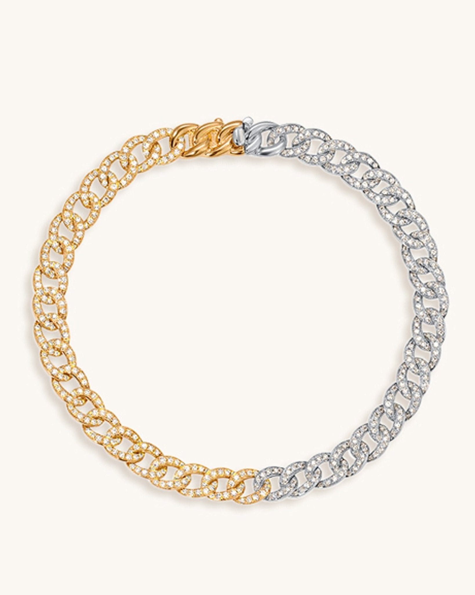 Two Tone Diamond Cuban Link Bracelet - Sparkle Society