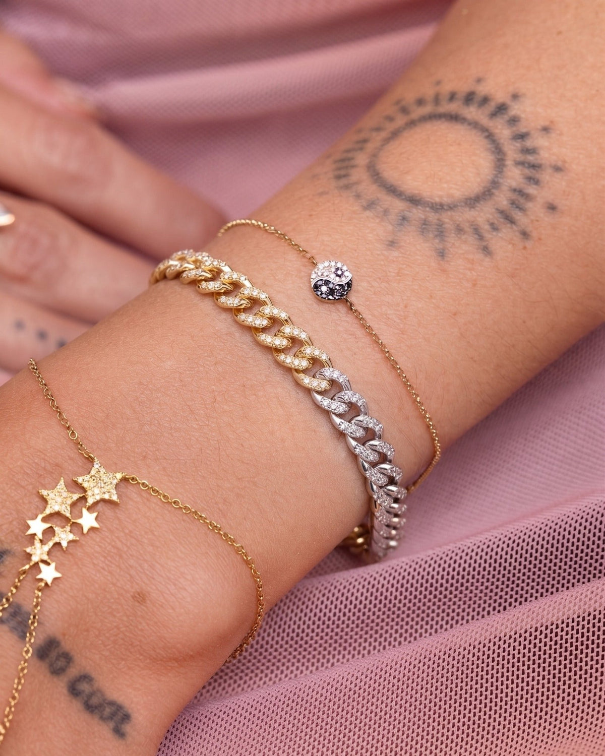 Two Tone Diamond Cuban Link Bracelet - Sparkle Society