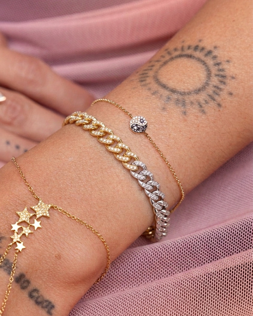 Two Tone Diamond Cuban Link Bracelet - Sparkle Society