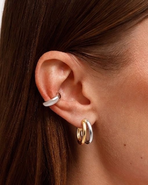 Two Tone Open Hoops - Sparkle Society