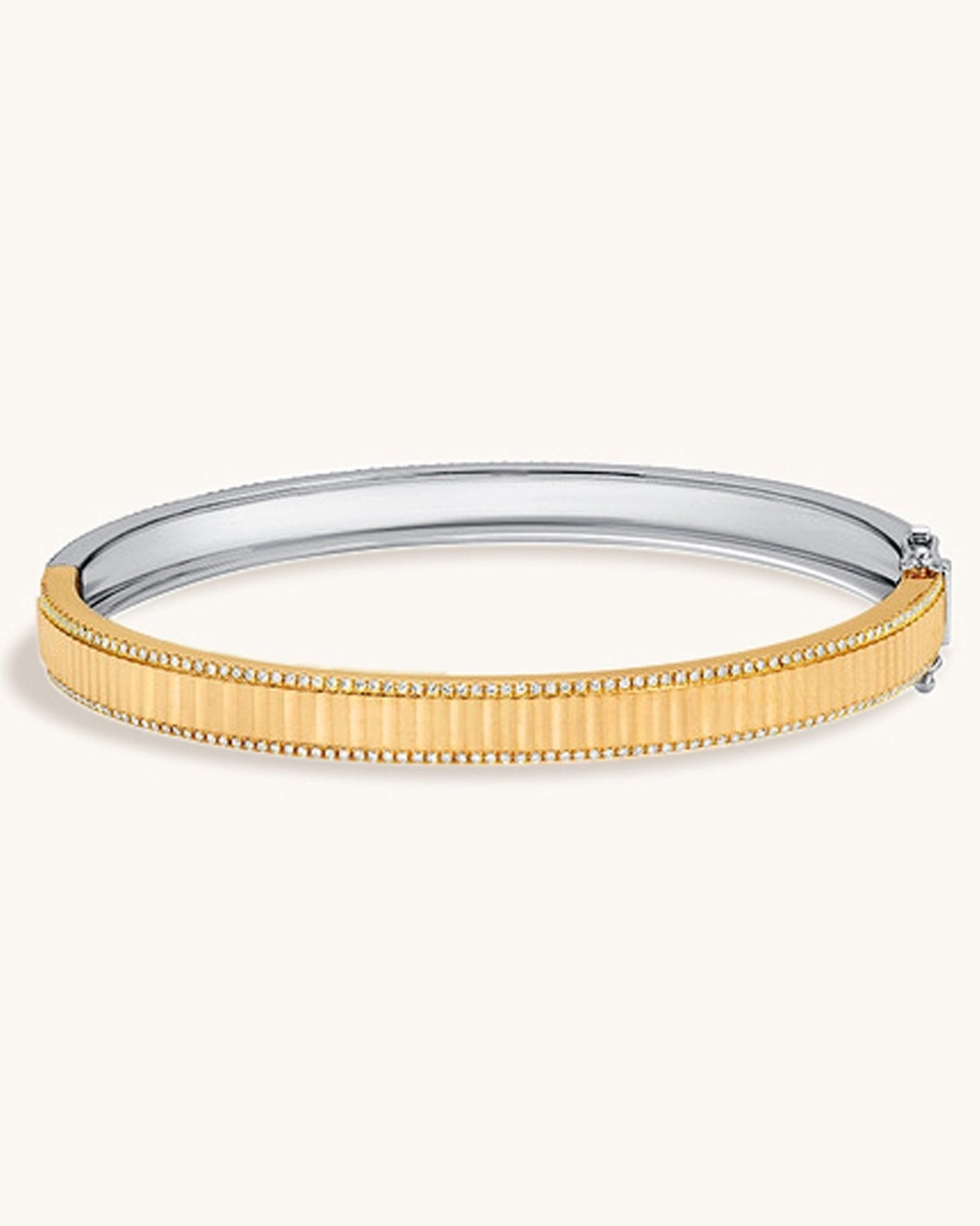Two Tone Pave Outline Fluted Bangle - Sparkle Society