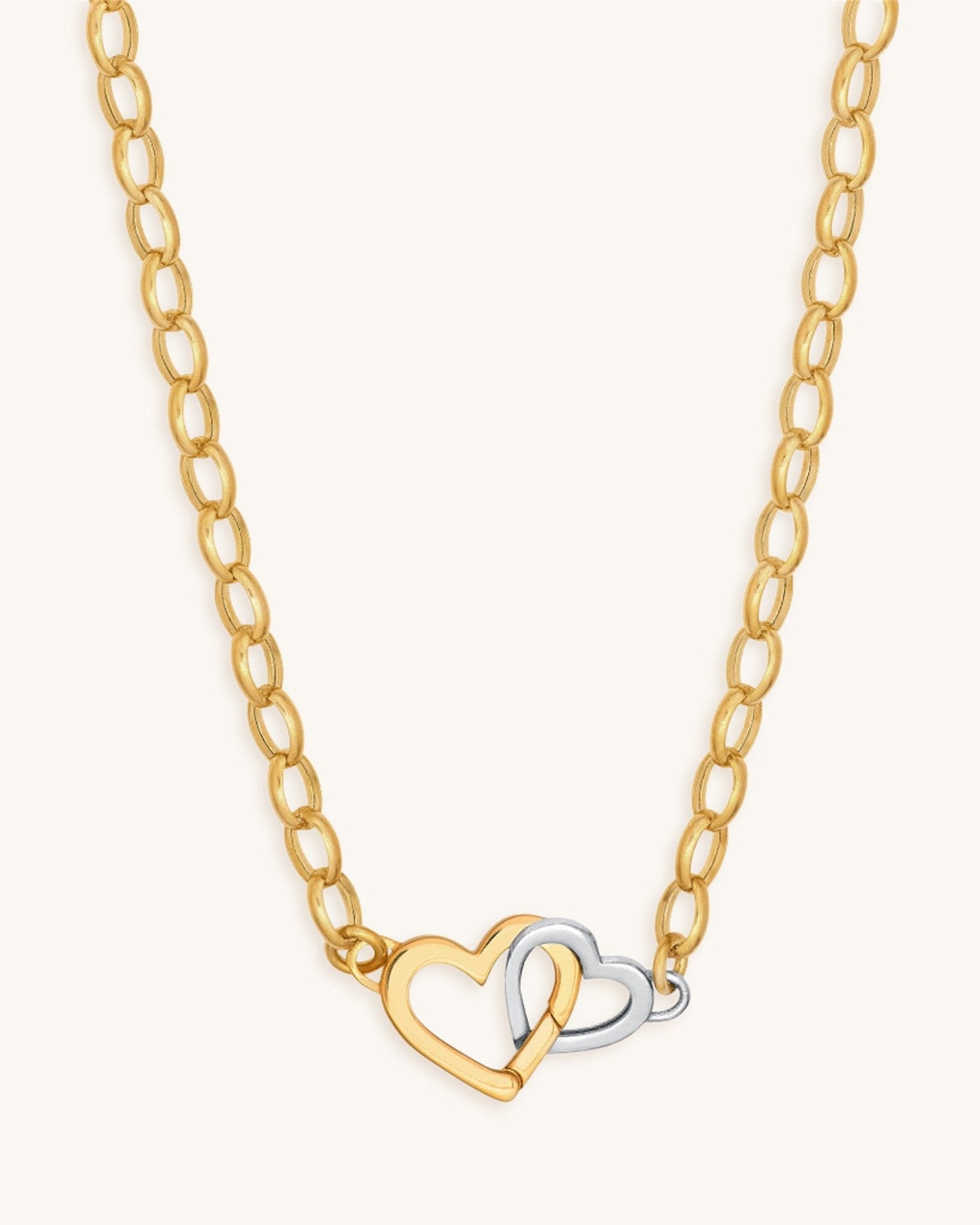 Two Tone Push Lock Heart Necklace - Sparkle Society
