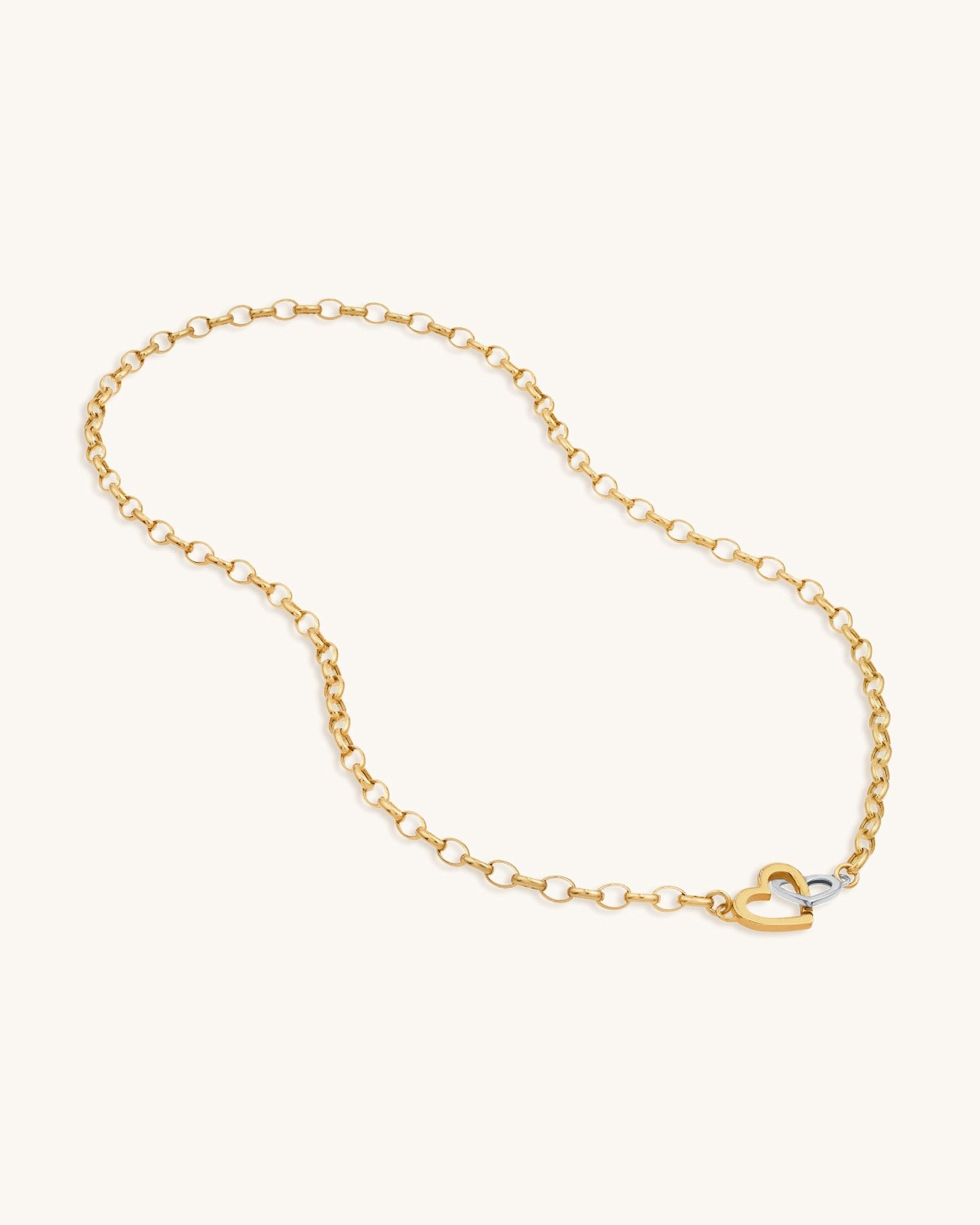 Two Tone Push Lock Heart Necklace - Sparkle Society