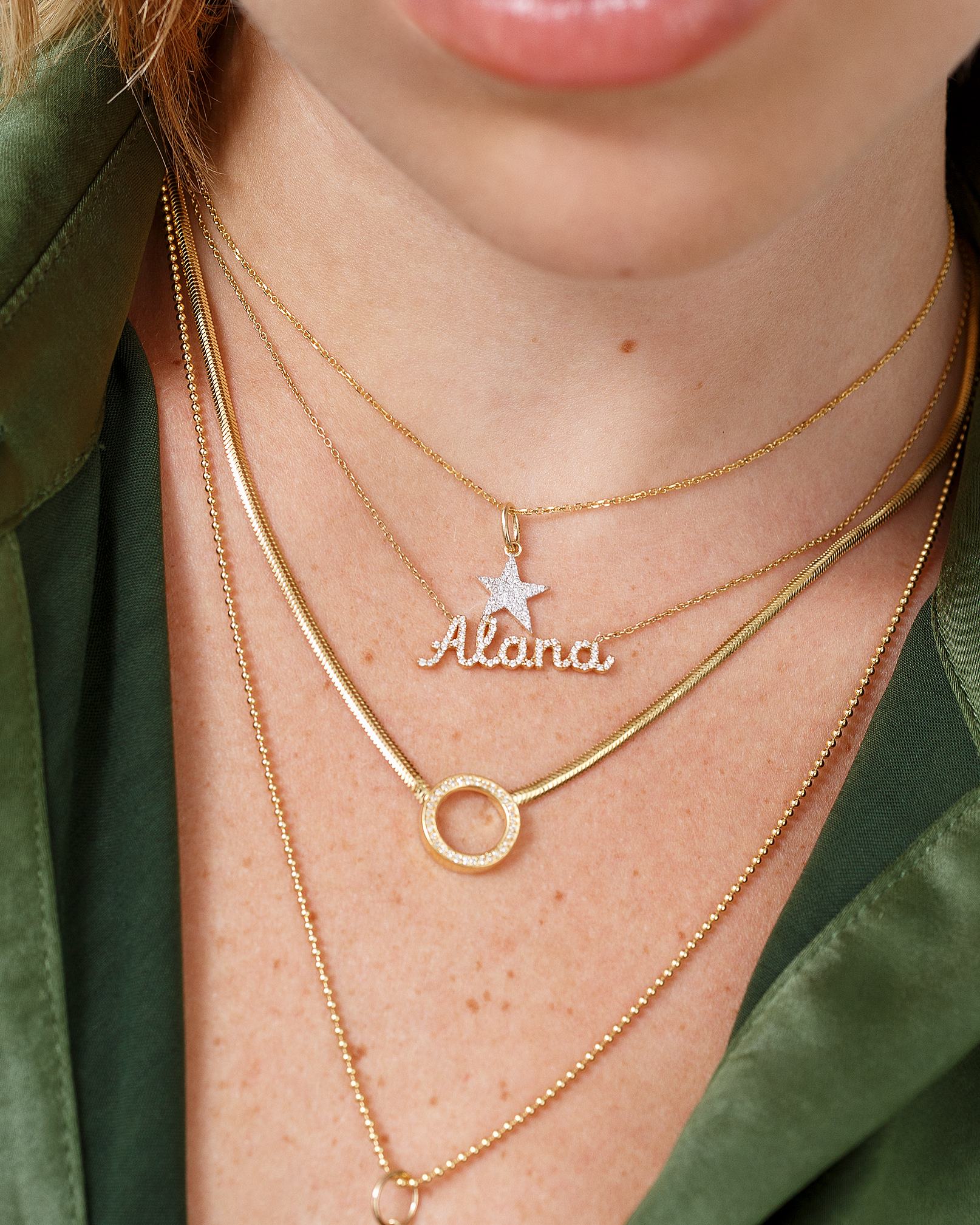 Diamond Circle Snake Chain Necklace - Sparkle Society