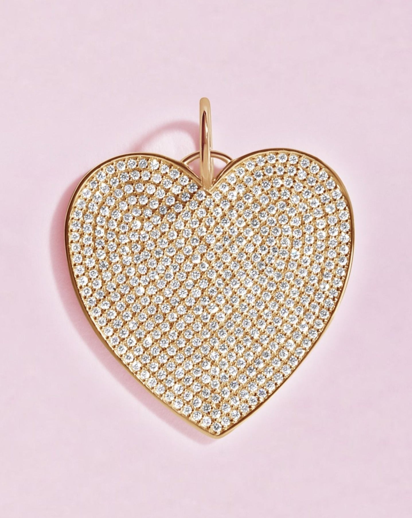 Jumbo Pave Diamond Heart Necklace Charm - Sparkle Society
