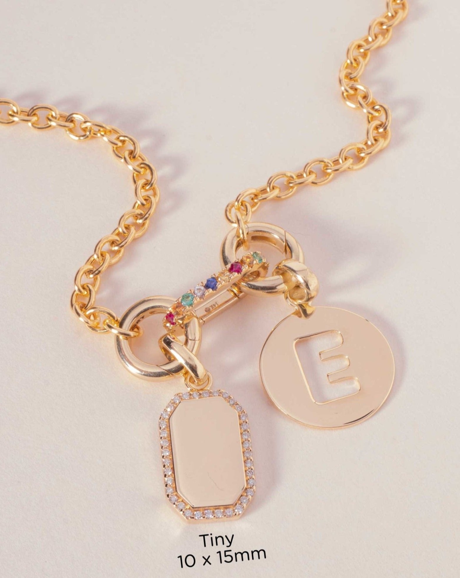 Engravable Diamond Outline Hexagon ID Tag Necklace Charm - Sparkle Society