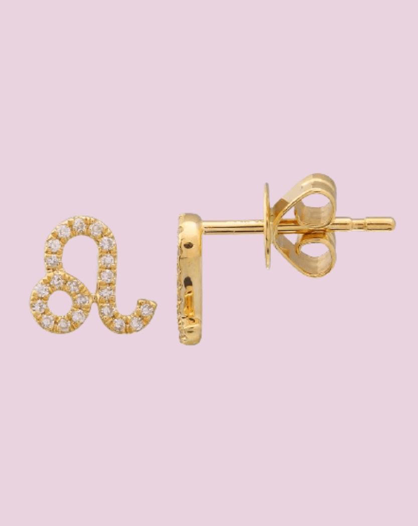 Mini Diamond Zodiac Stud Earrings - Sparkle Society