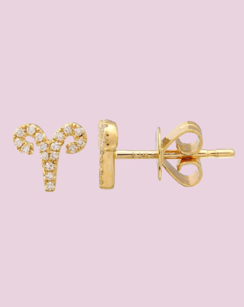 Mini Diamond Zodiac Stud Earrings - Sparkle Society