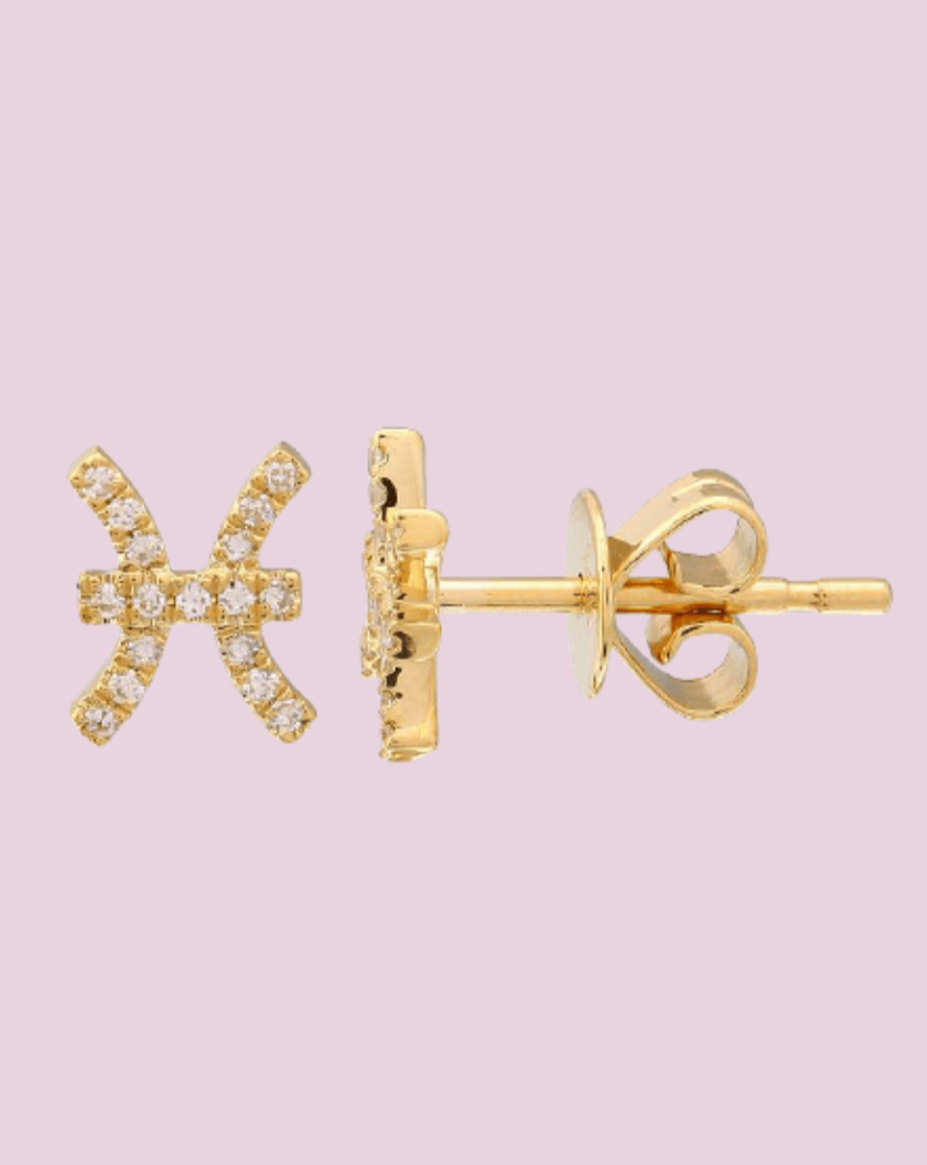Mini Diamond Zodiac Stud Earrings - Sparkle Society