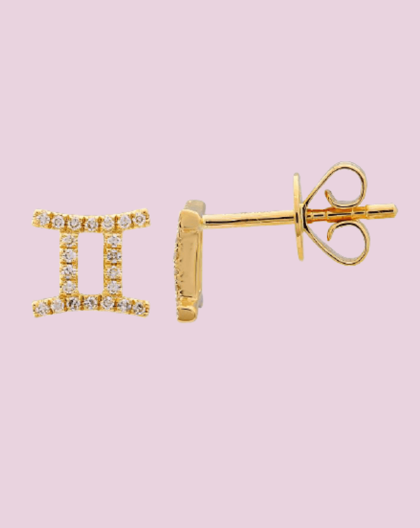 Mini Diamond Zodiac Stud Earrings - Sparkle Society