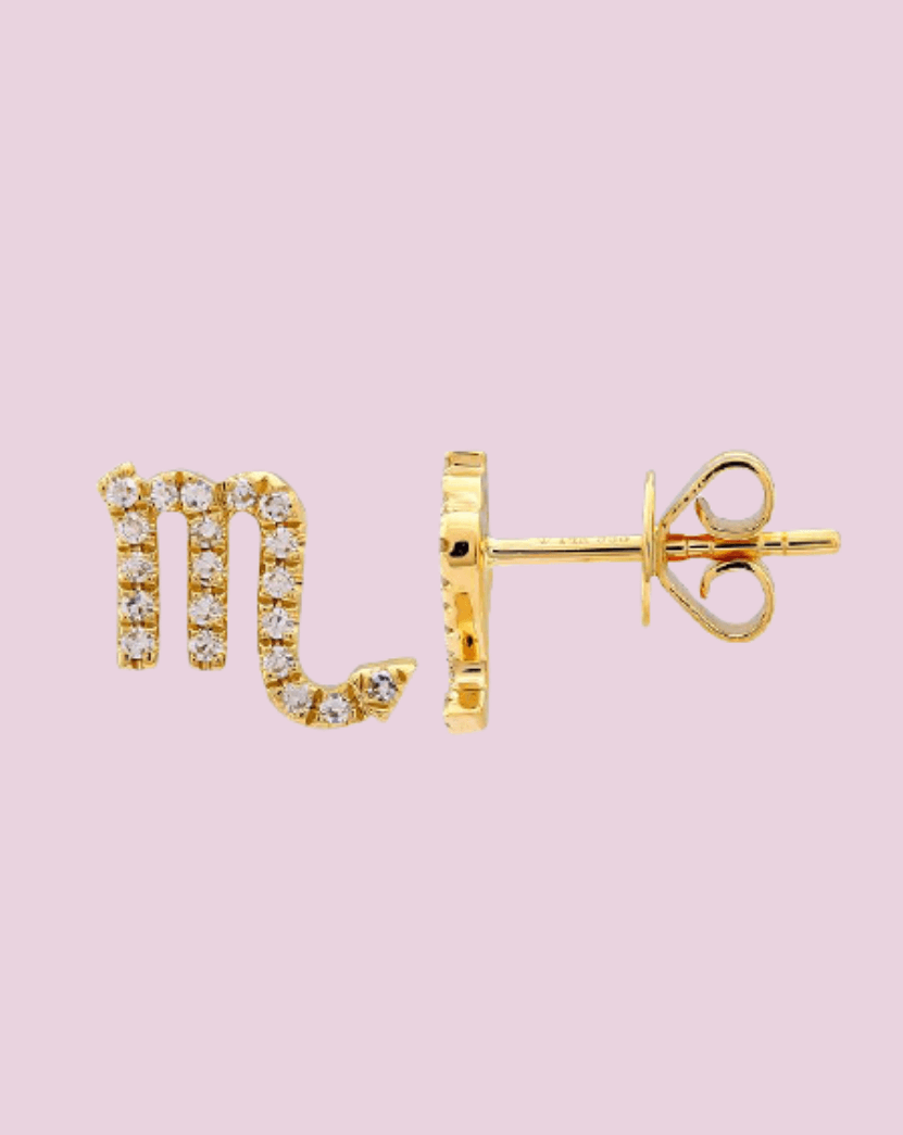 Mini Diamond Zodiac Stud Earrings - Sparkle Society