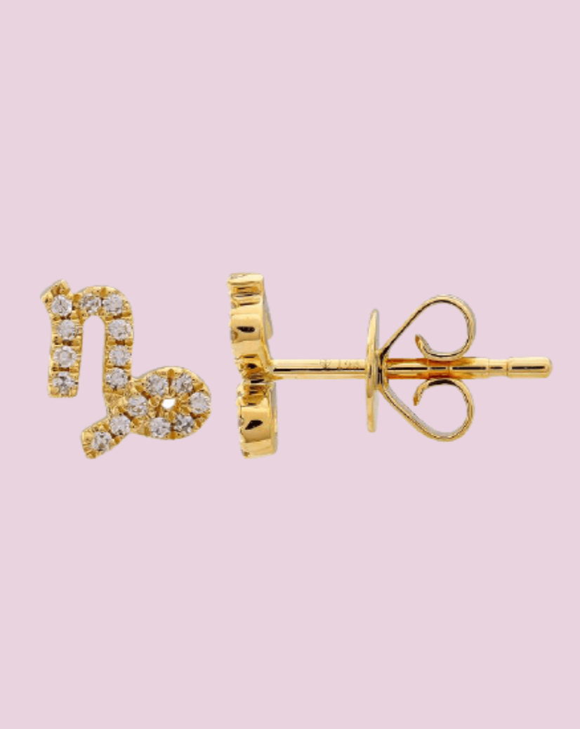 Mini Diamond Zodiac Stud Earrings - Sparkle Society