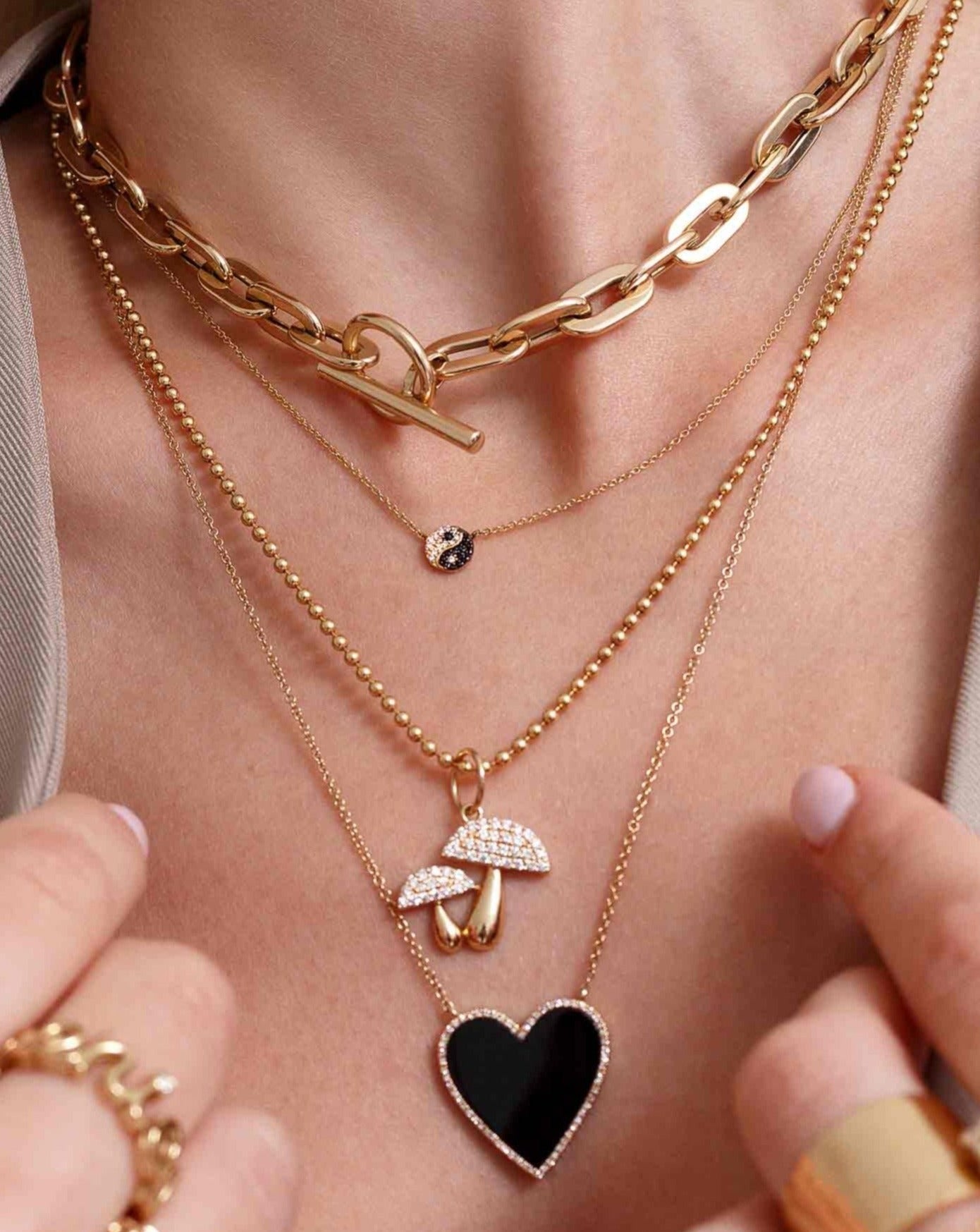 Double Diamond Mushroom Necklace Charm - Sparkle Society