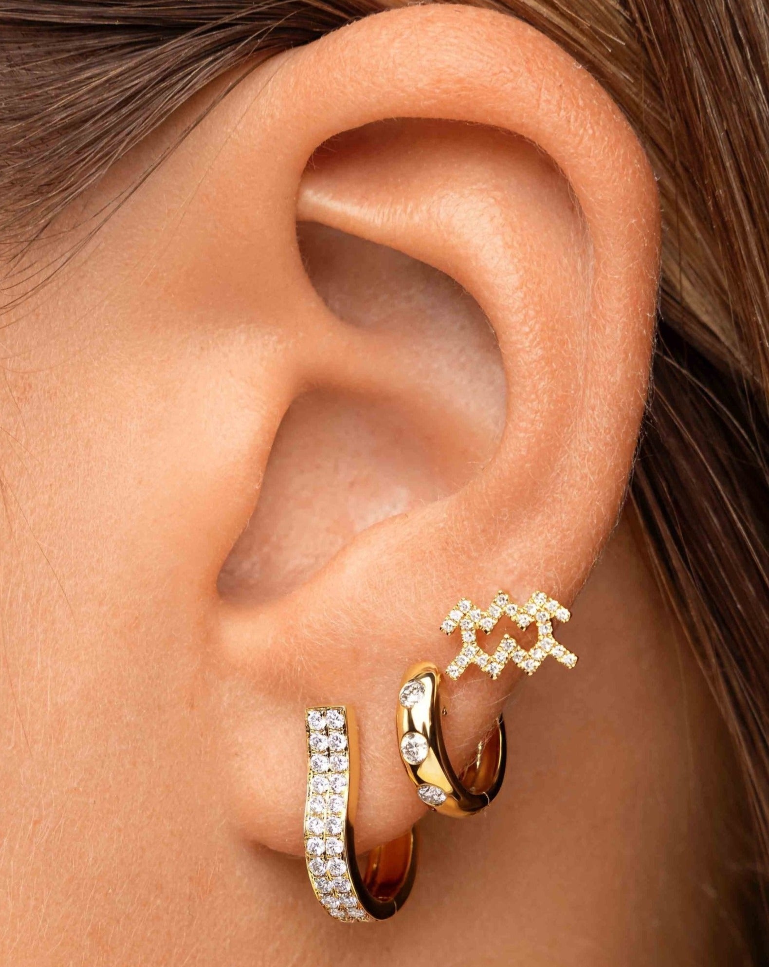 Mini Diamond Zodiac Stud Earrings - Sparkle Society