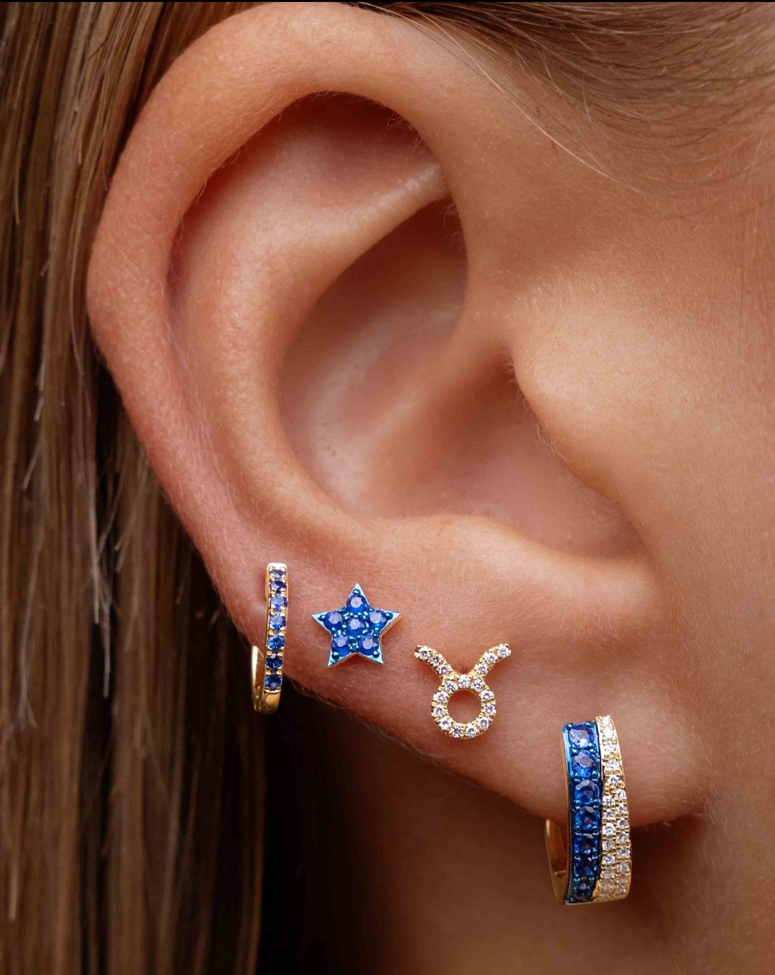 Mini Diamond Zodiac Stud Earrings - Sparkle Society
